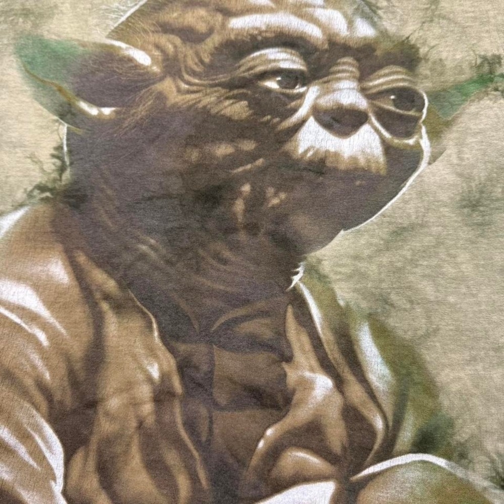 VTG Star‎ Wars Yoda distressed Green tie dye T-shirt large